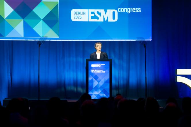 Fabrice André, au congrès annuel de la Société européenne d’oncologie médicale (ESMO), à Berlin, le 17 octobre 2025. PABLO MORENO
