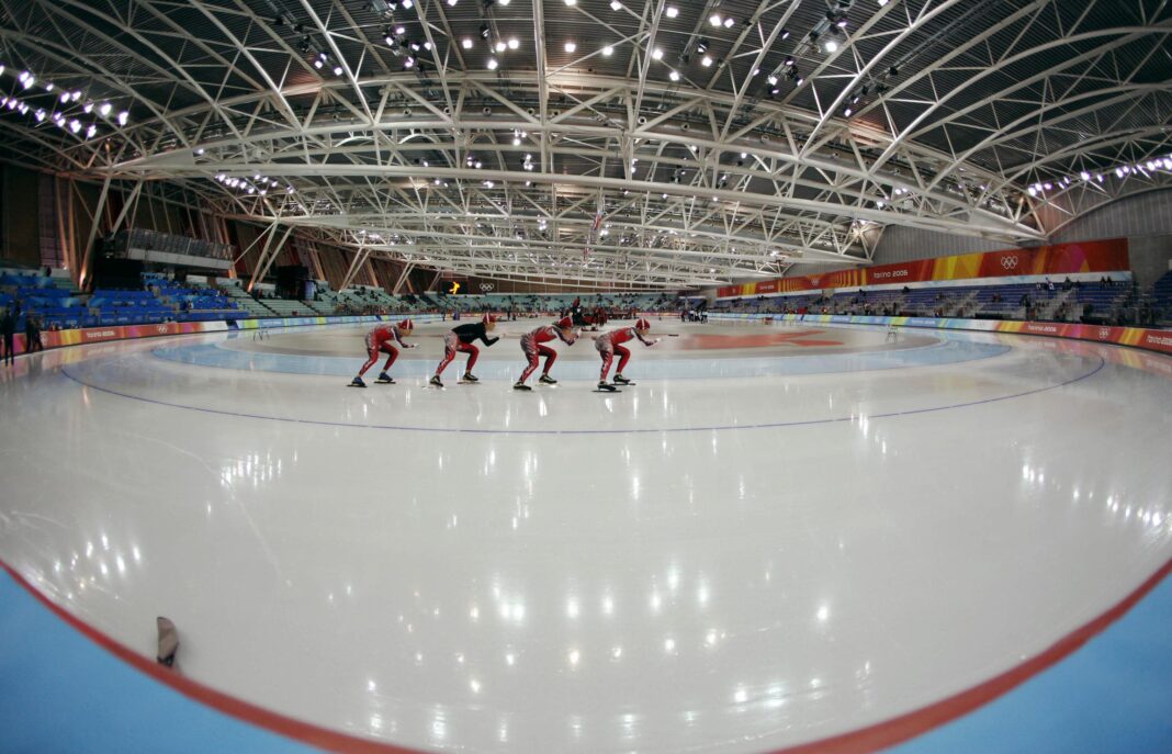 Lors d’un entraînement à l’Oval de Turin (Italie), à l’occasion des Jeux d’hiver 2006, le 15 février 2006.